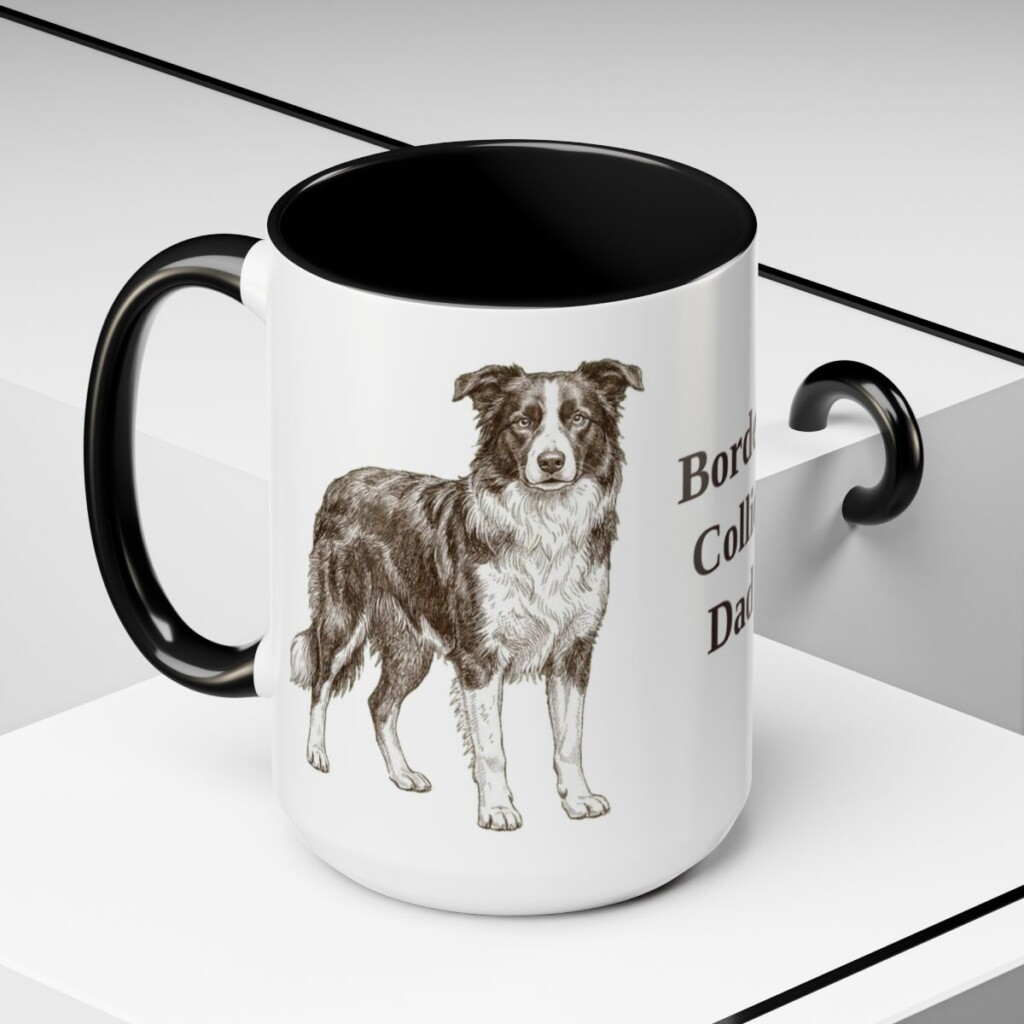 15oz Border Collie Dog Dad Mug, Black, lifestyle photo