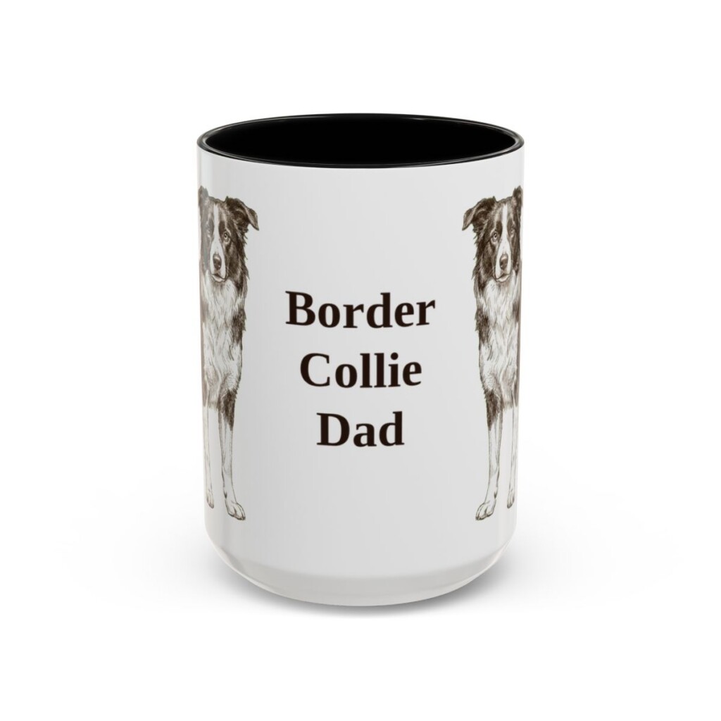 15oz Border Collie Dog Dad Mug, Black, front view
