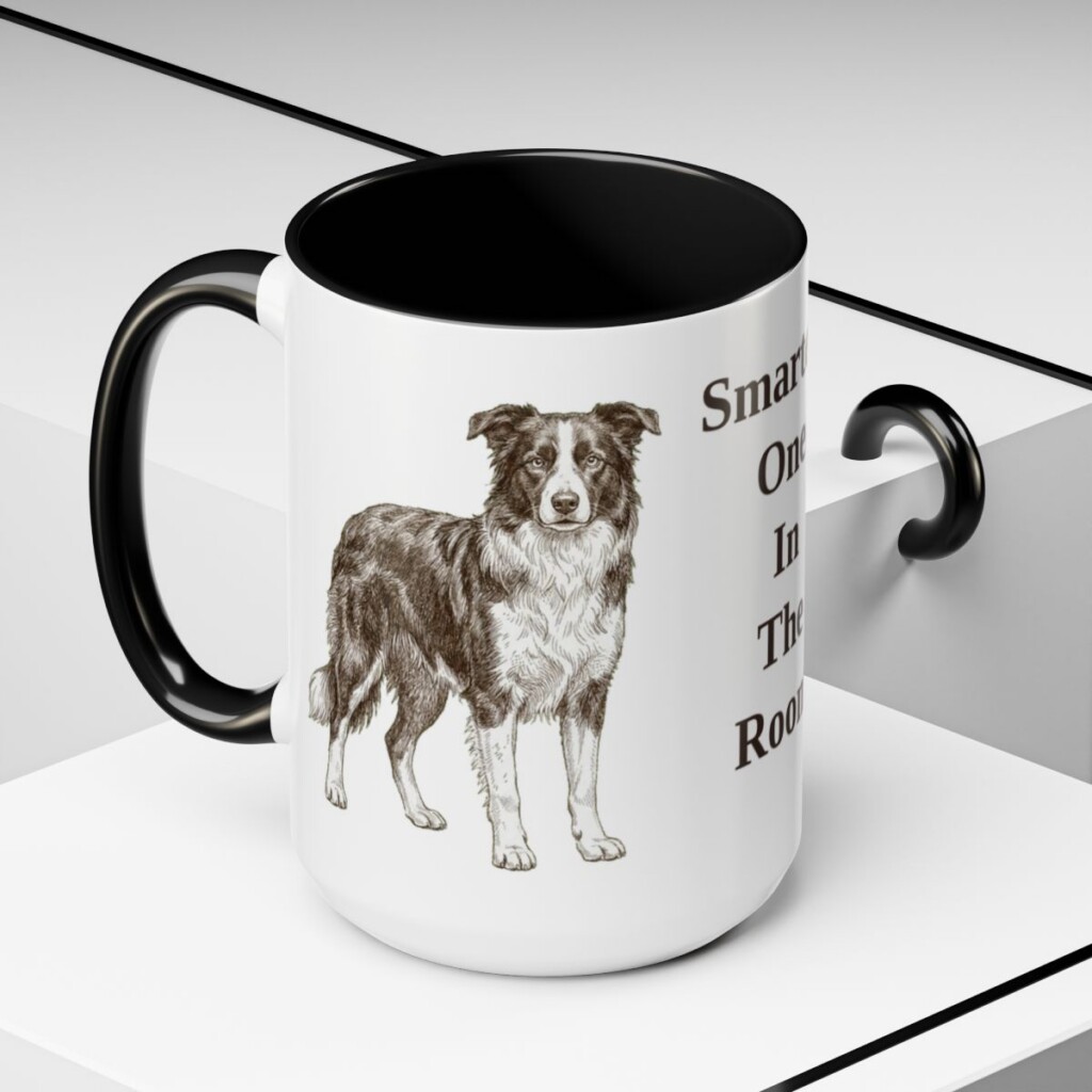 15oz Funny Border Collie Mug, Black, lifestyle photo