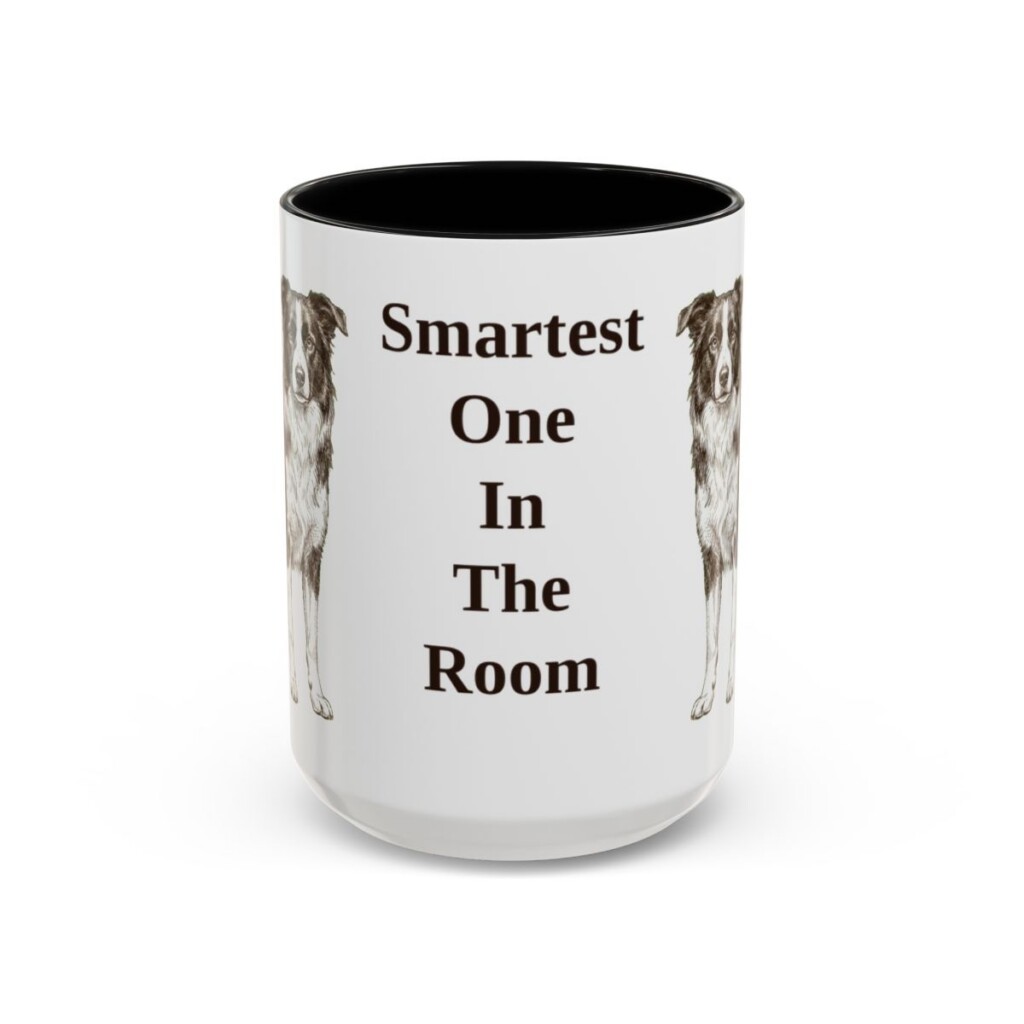 15oz Funny Border Collie Mug, Black, front view