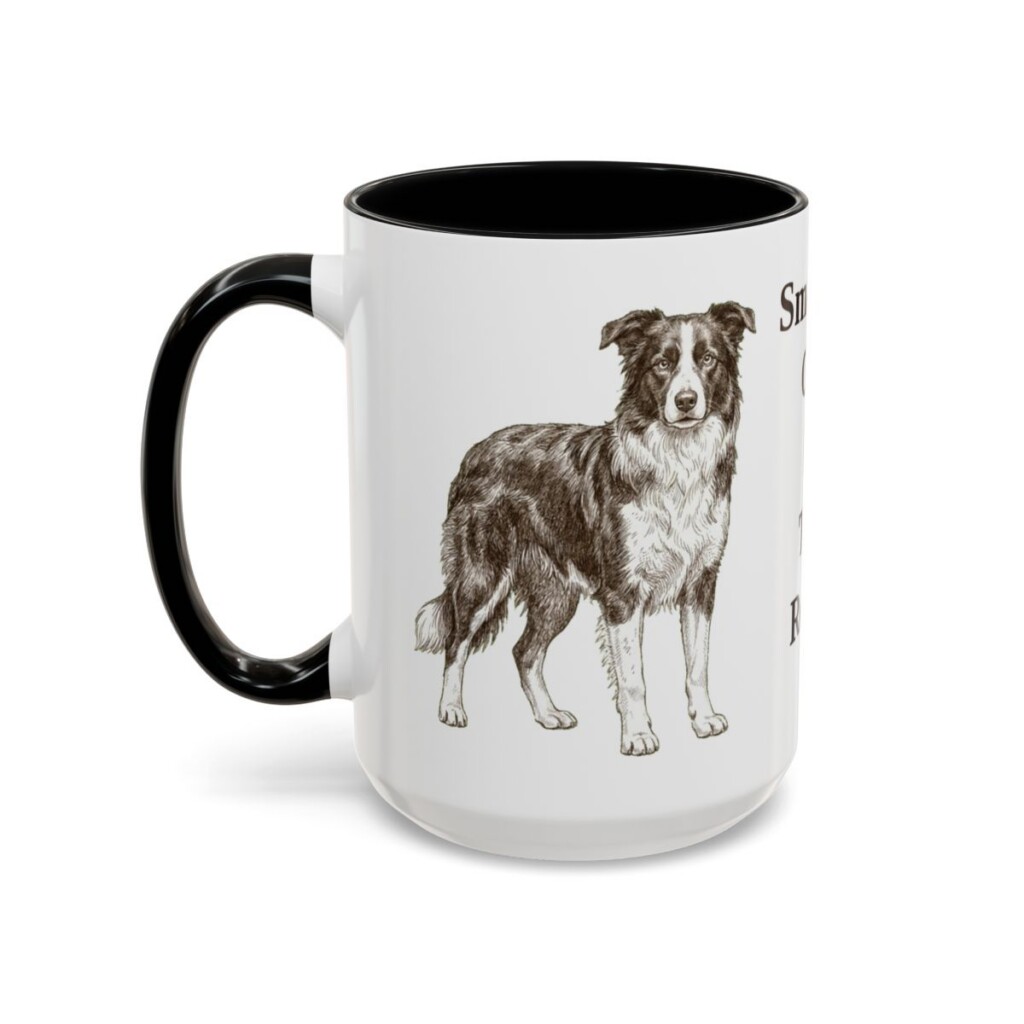 15oz Funny Border Collie Mug, Black, left side view