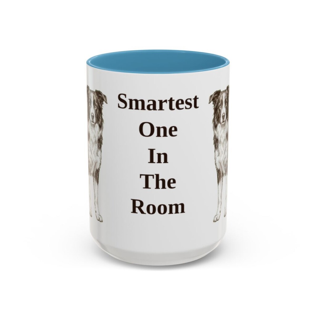 15oz Funny Border Collie Mug, Light Blue, front view