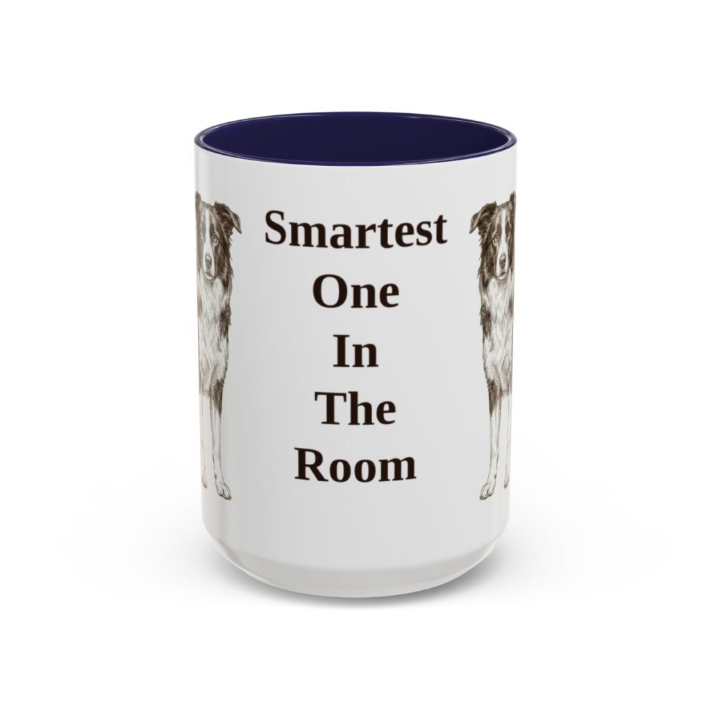 15oz Funny Border Collie Mug, Navy, front view