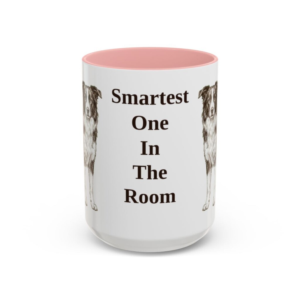 15oz Funny Border Collie Mug, Pink, front view