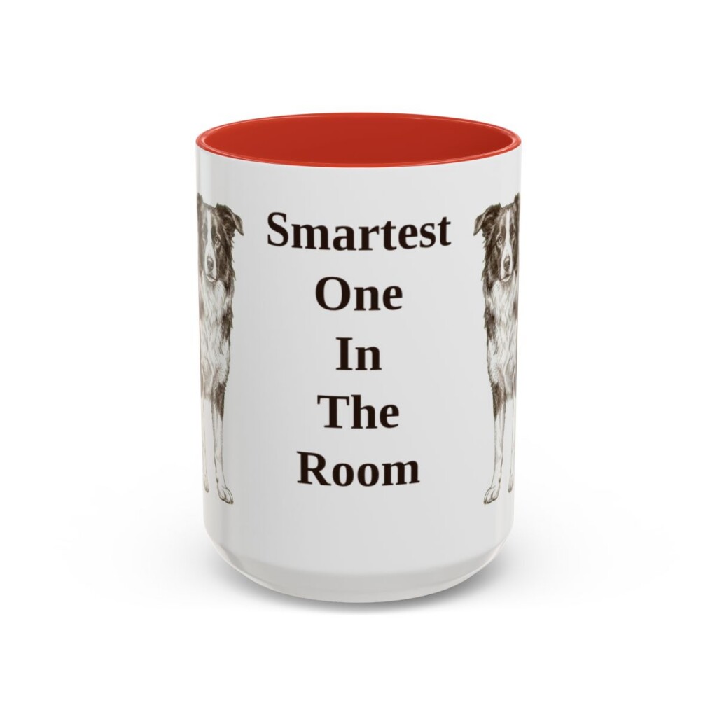 15oz Funny Border Collie Mug, Red, front view