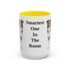 15oz Funny Border Collie Mug, Yellow, front view