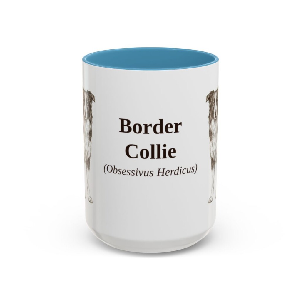 15oz-border-collie-mug-latin-light-blue 15oz Border Collie Latin Mug, Light Blue, front view