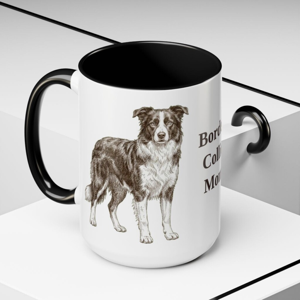 15oz-border-collie-mug-mom-black-context-2 15oz Border Collie Dog Mom Mug, Black, lifestyle photo