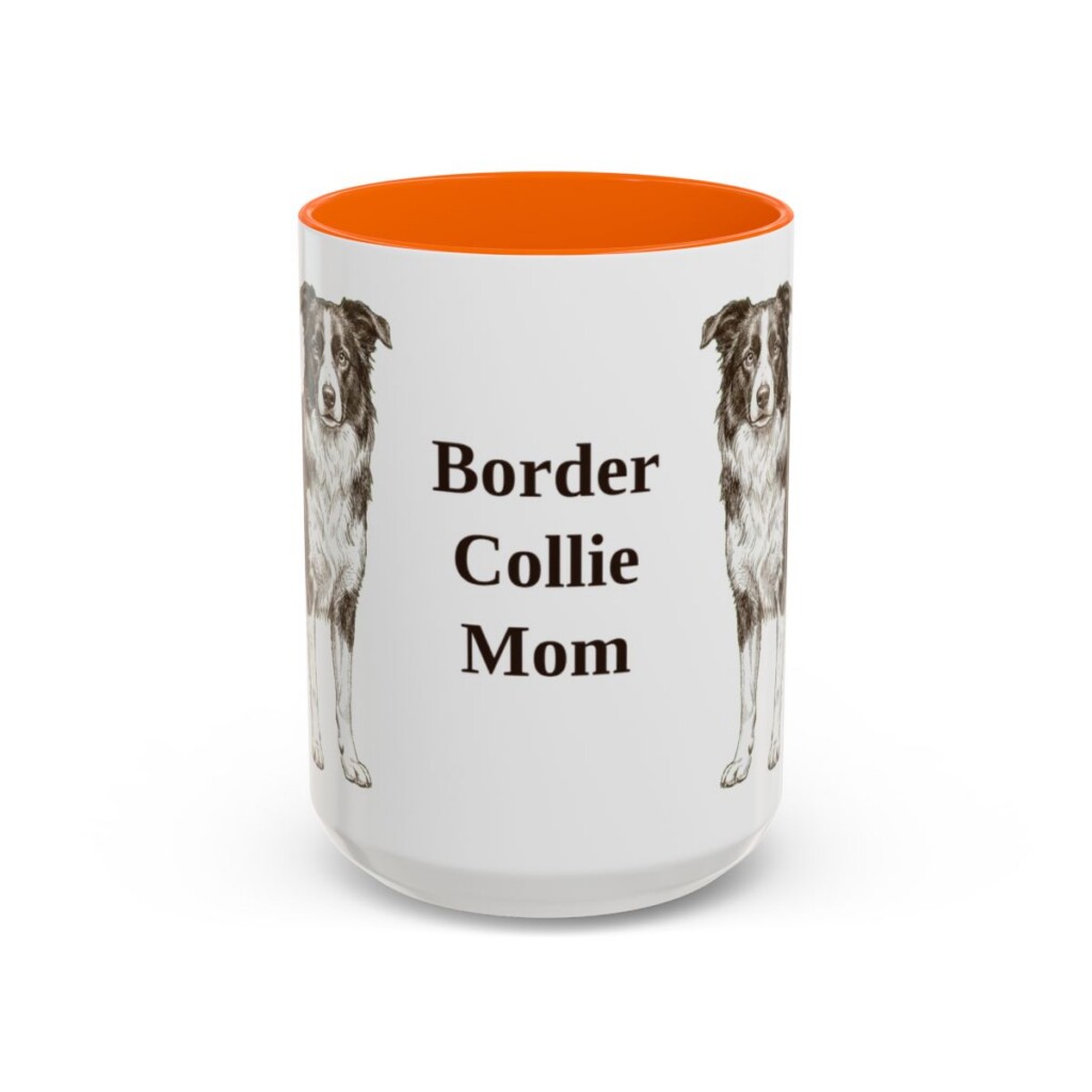 15oz-border-collie-mug-mom-orange 15oz Border Collie Dog Mom Mug, Orange, front view
