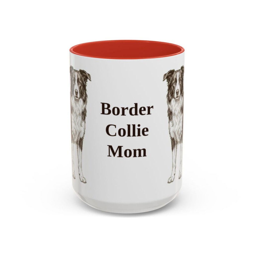 15oz-border-collie-mug-mom-red 15oz Border Collie Dog Mom Mug, Red, front view