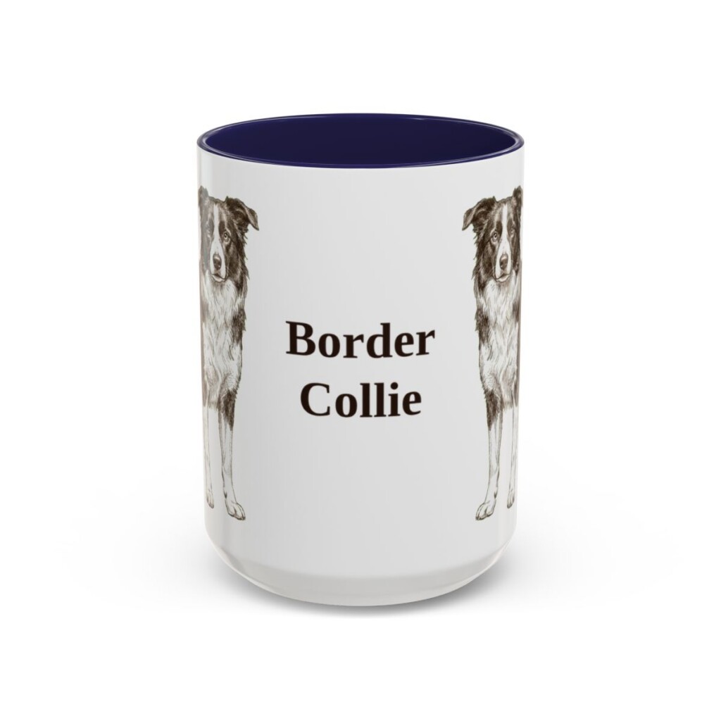 15oz Border Collie Mug, Navy, front view