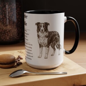 15oz Border Collie Mug, Black, lifestyle photo