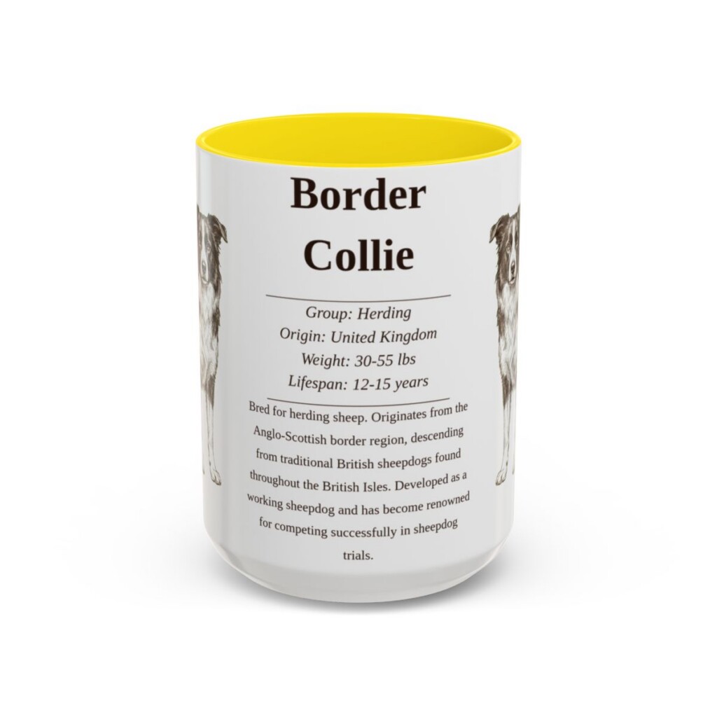 15oz-border-collie-mug-writeup-yellow 15oz Border Collie Mug, Yellow, front view