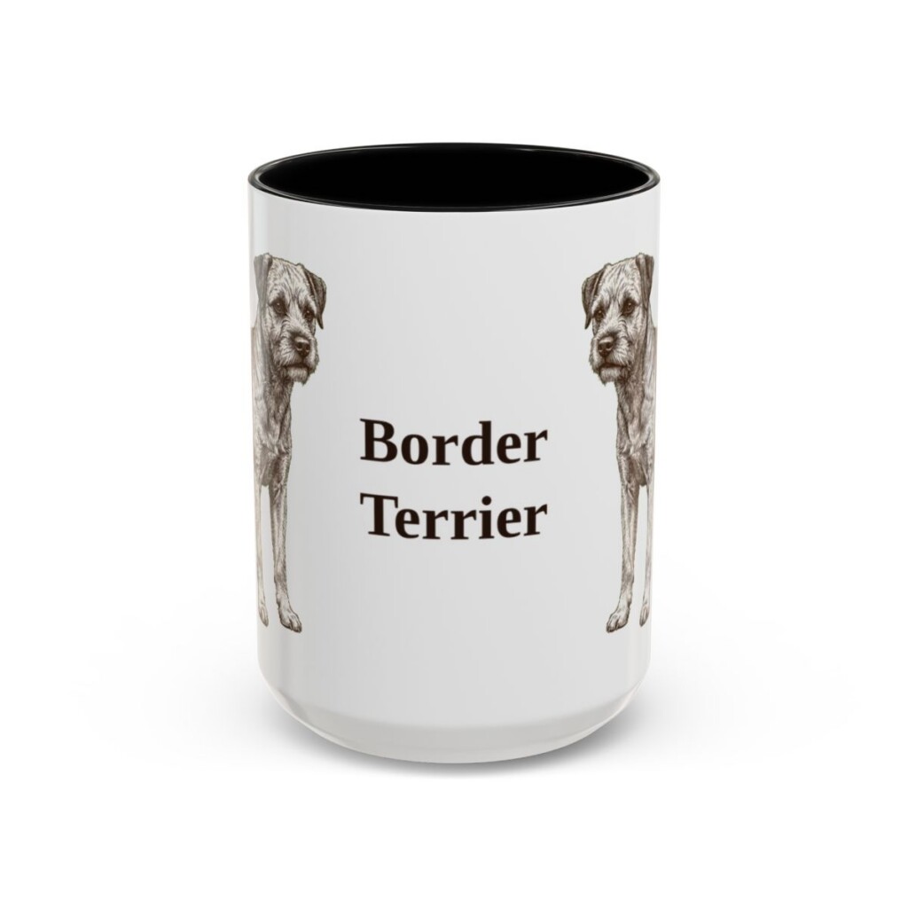 15oz Border Terrier Mug, Black, front view