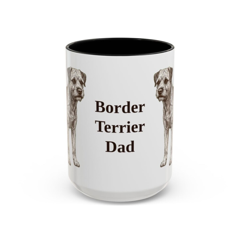 15oz Border Terrier Dog Dad Mug, Black, front view