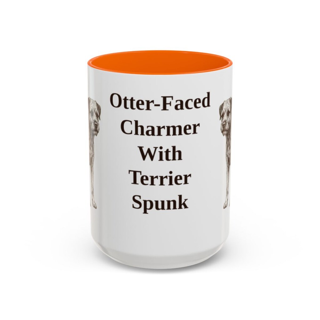 15oz Funny Border Terrier Mug, Orange, front view