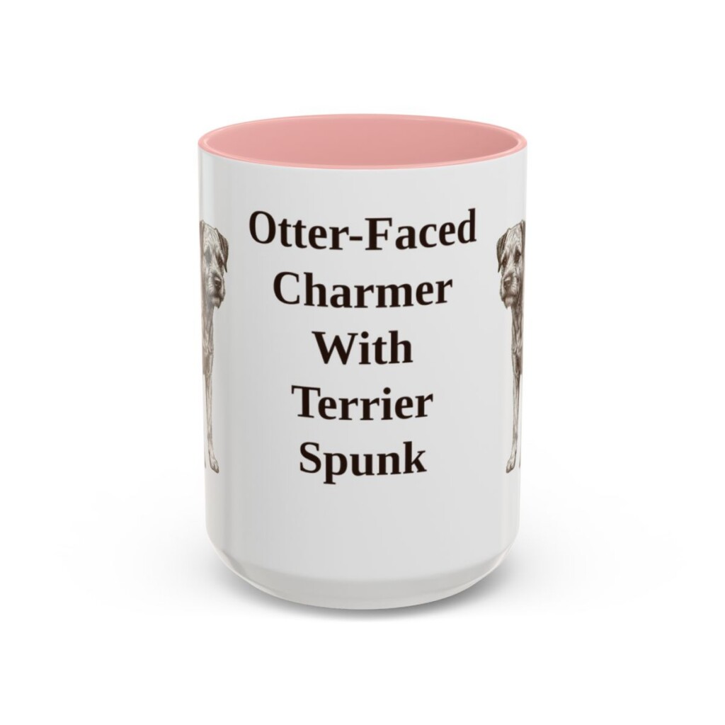 15oz Funny Border Terrier Mug, Pink, front view