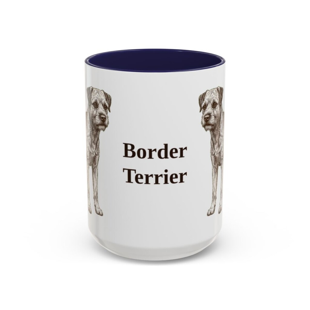 15oz Border Terrier Mug, Navy, front view