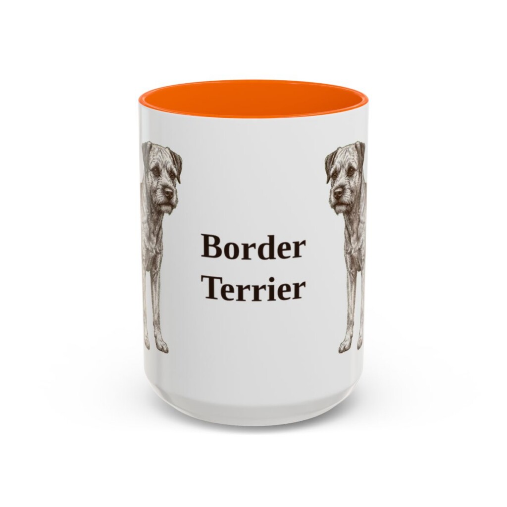 15oz Border Terrier Mug, Orange, front view