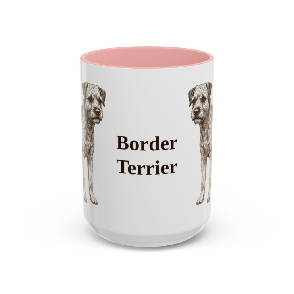 15oz Border Terrier Mug, Pink, front view