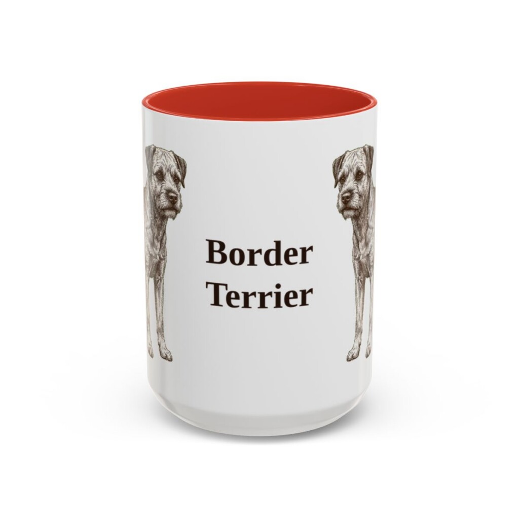 15oz Border Terrier Mug, Red, front view