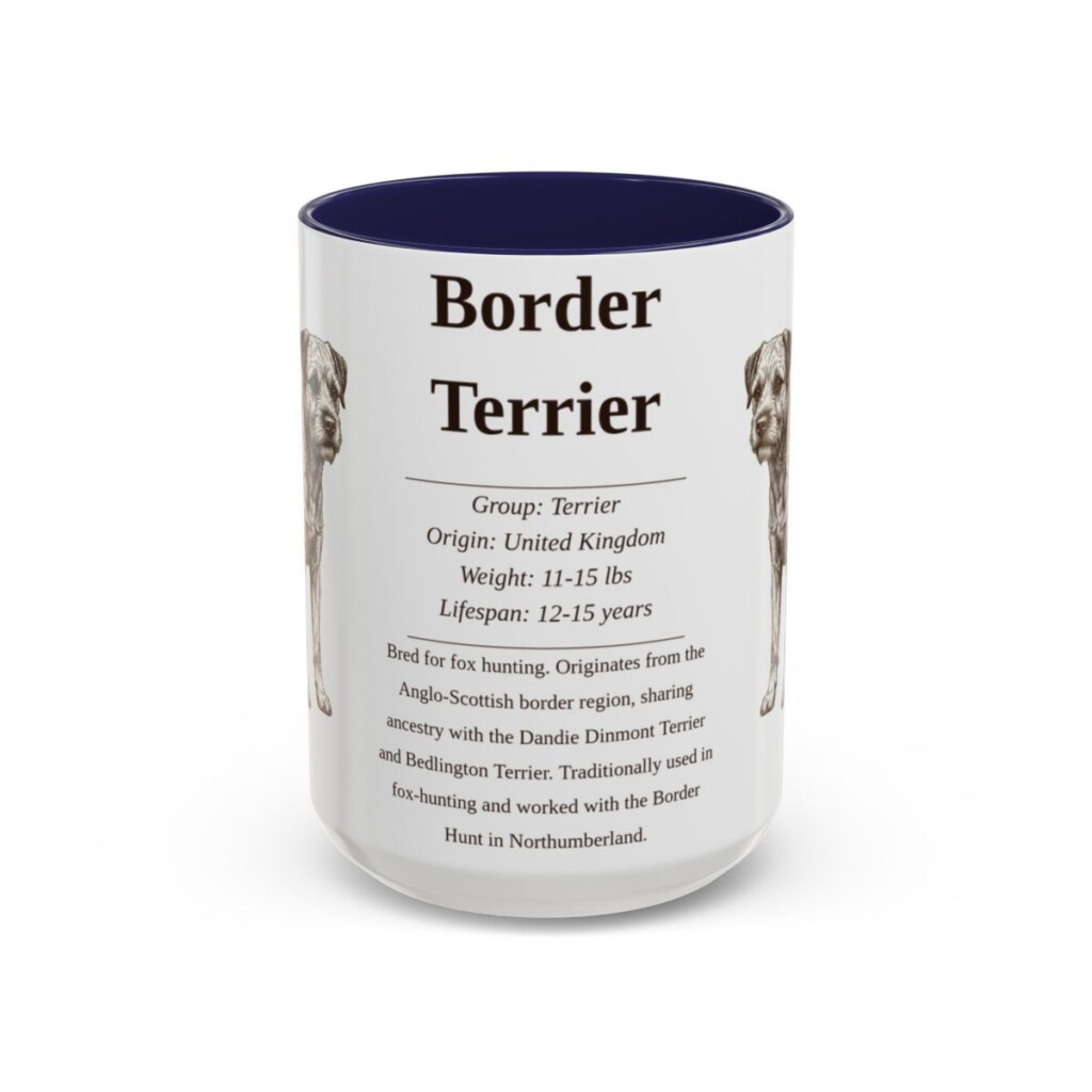 15oz border terrier mug, Navy
