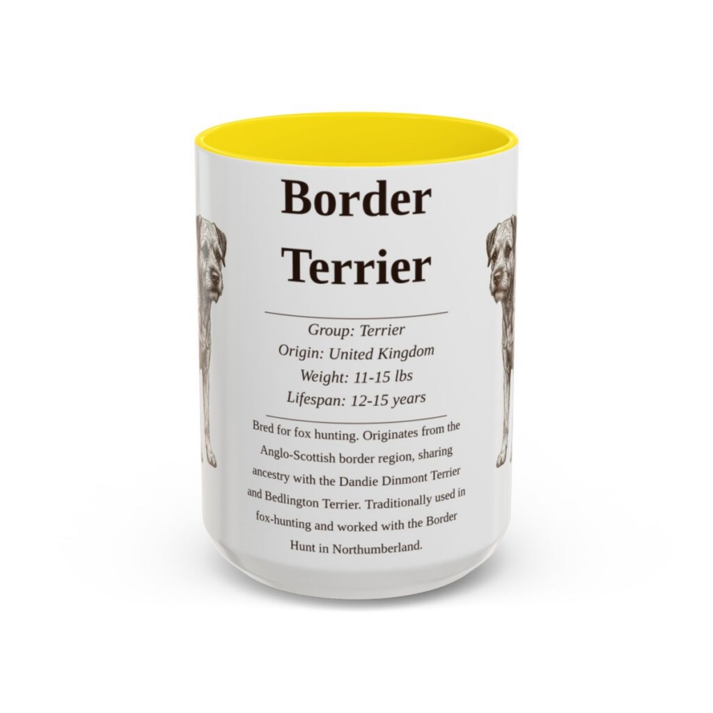 15oz border terrier mug, Yellow
