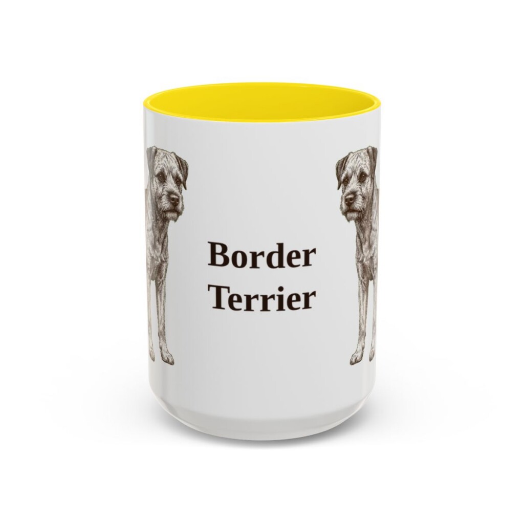 15oz Border Terrier Mug, Yellow, front view