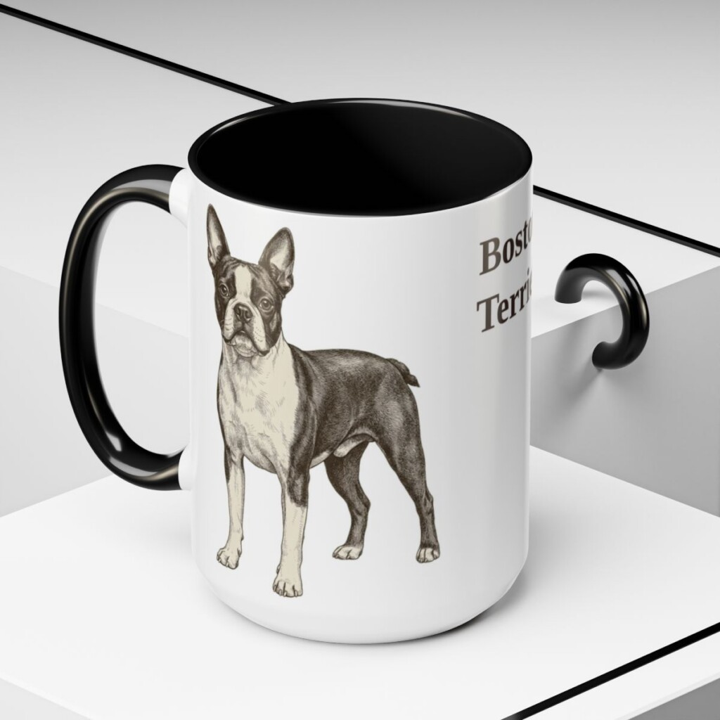 15oz Boston Terrier Mug, Black, lifestyle photo