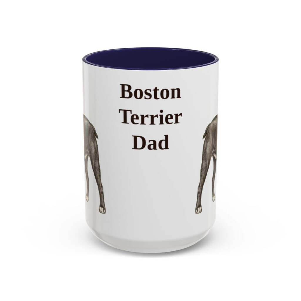 15oz Boston Terrier Dog Dad Mug, Navy, front view