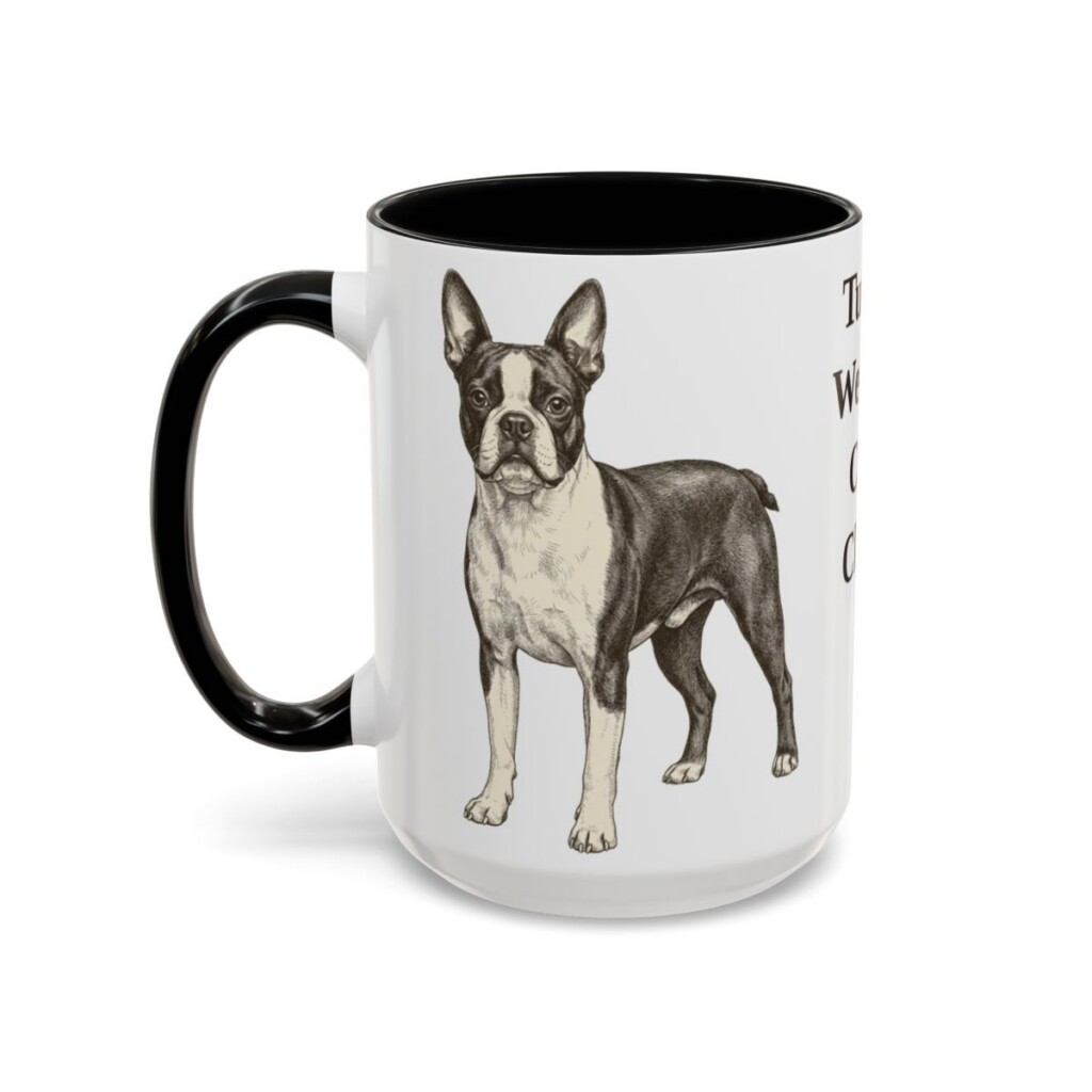 15oz Funny Boston Terrier Mug, Black, left side view