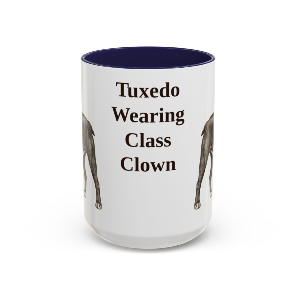 15oz Funny Boston Terrier Mug, Navy, front view