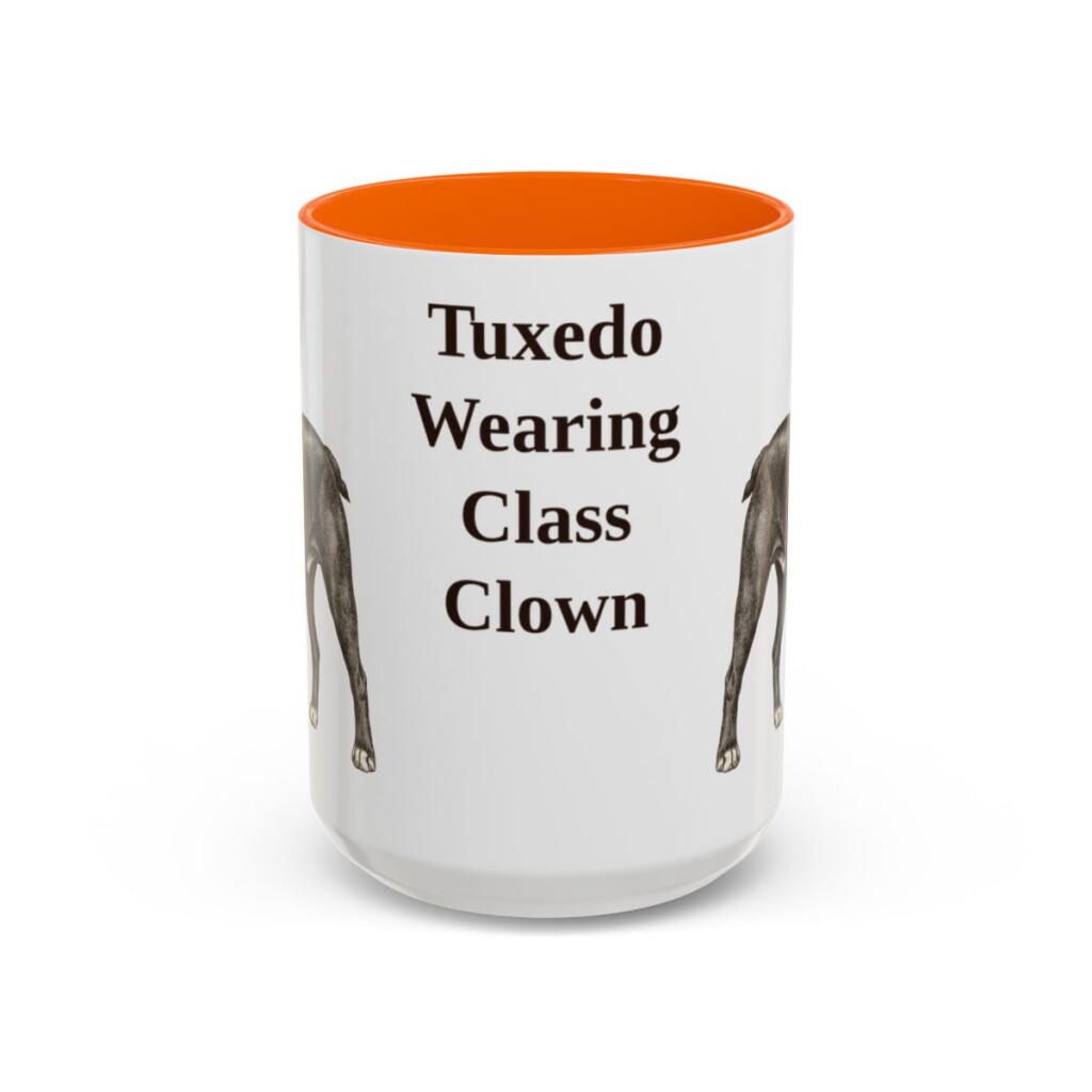 15oz Funny Boston Terrier Mug, Orange, front view