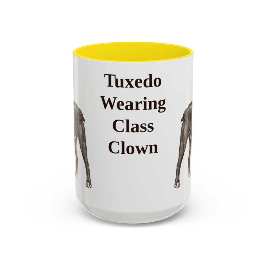 15oz Funny Boston Terrier Mug, Yellow, front view