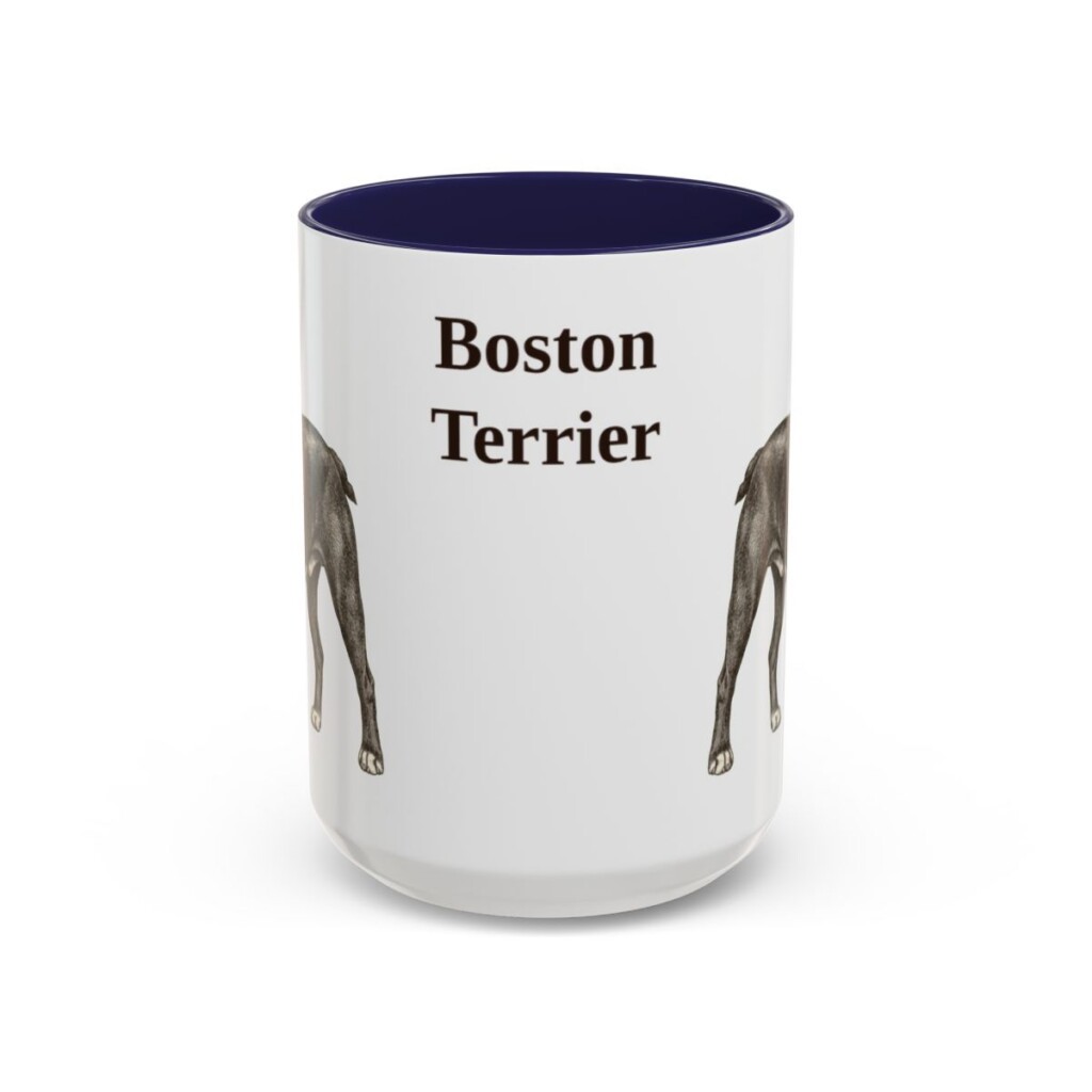 15oz Boston Terrier Mug, Navy, front view