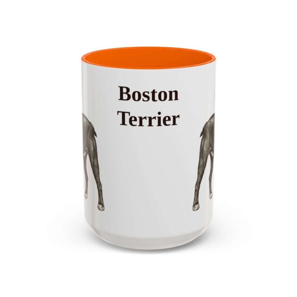 15oz Boston Terrier Mug, Orange, front view