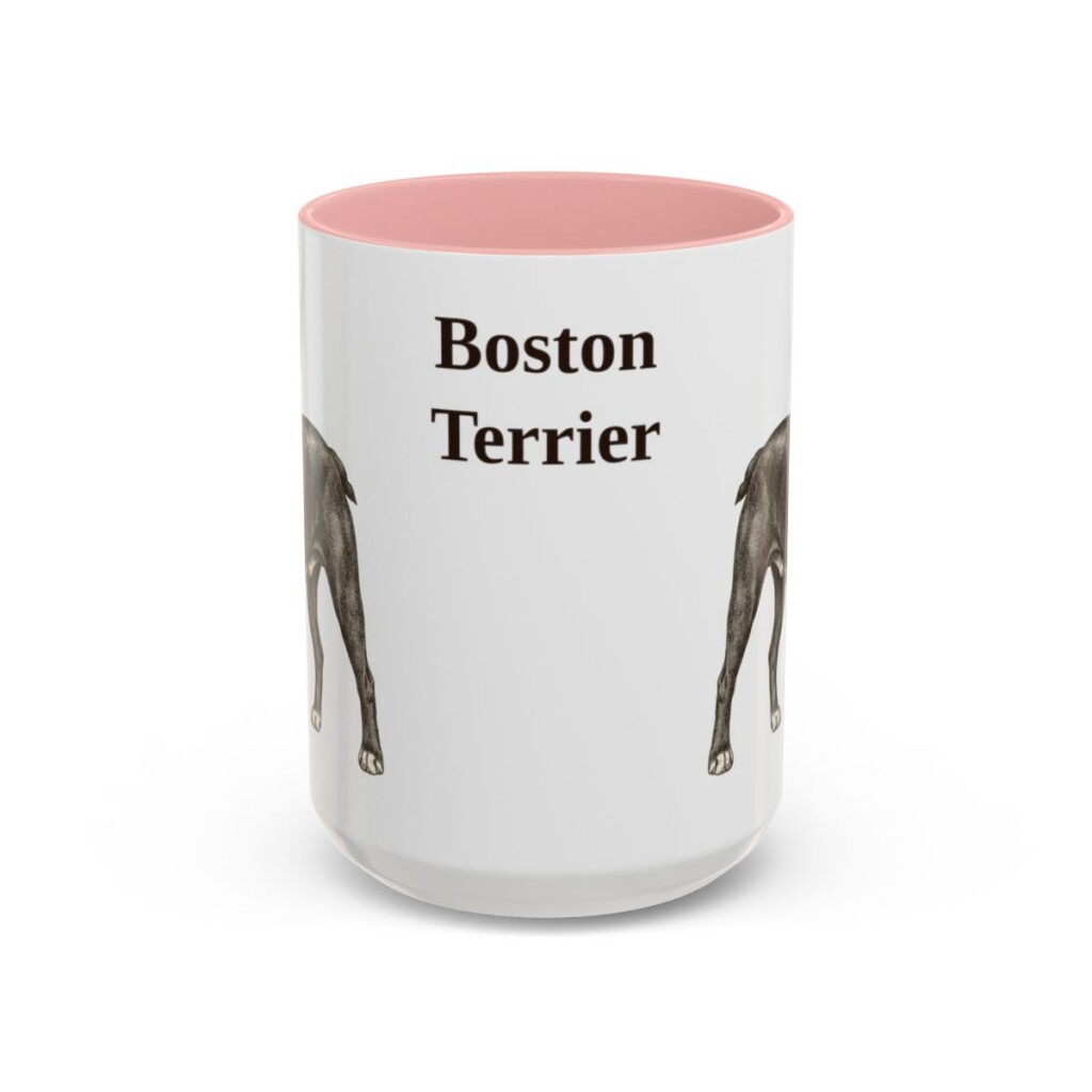 15oz Boston Terrier Mug, Pink, front view