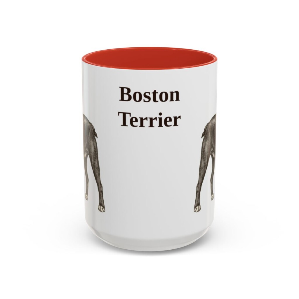 15oz Boston Terrier Mug, Red, front view