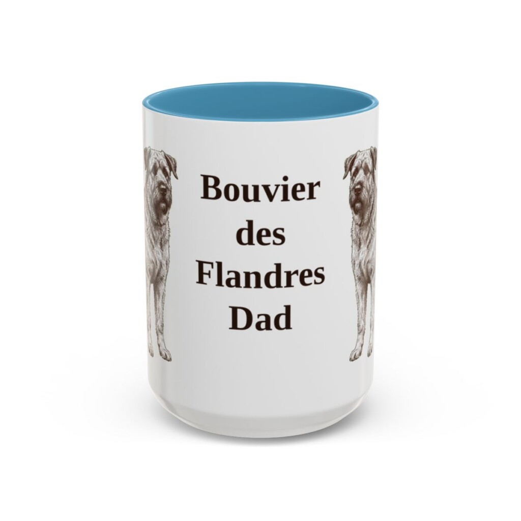 15oz-bouvier-des-flandres-mug-dad-light-blue 15oz Bouvier des Flandres Dog Dad Mug, Light Blue, front view