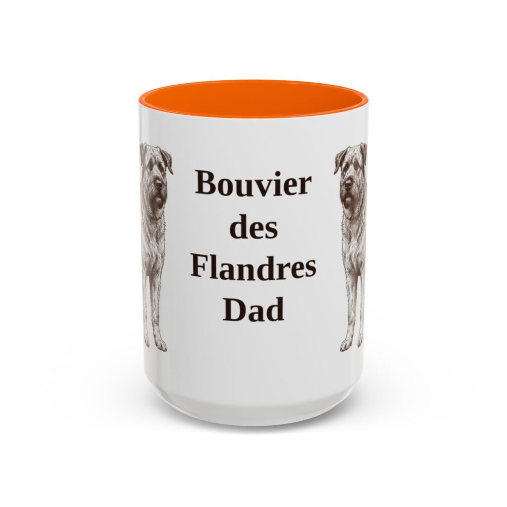 15oz-bouvier-des-flandres-mug-dad-orange 15oz Bouvier des Flandres Dog Dad Mug, Orange, front view
