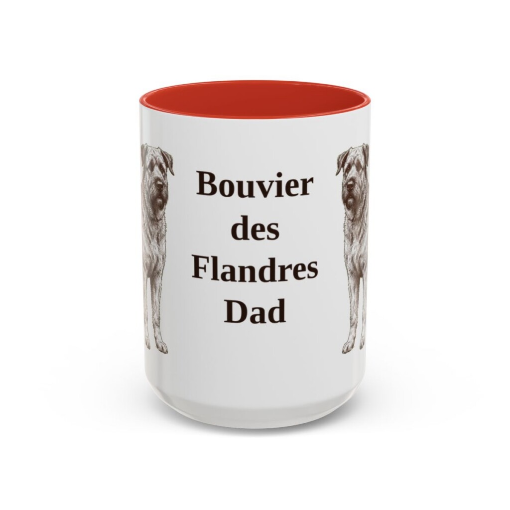 15oz-bouvier-des-flandres-mug-dad-red 15oz Bouvier des Flandres Dog Dad Mug, Red, front view