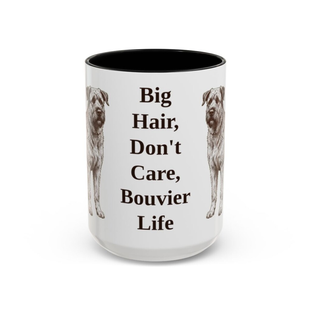 15oz Funny Bouvier des Flandres Mug, Black, front view