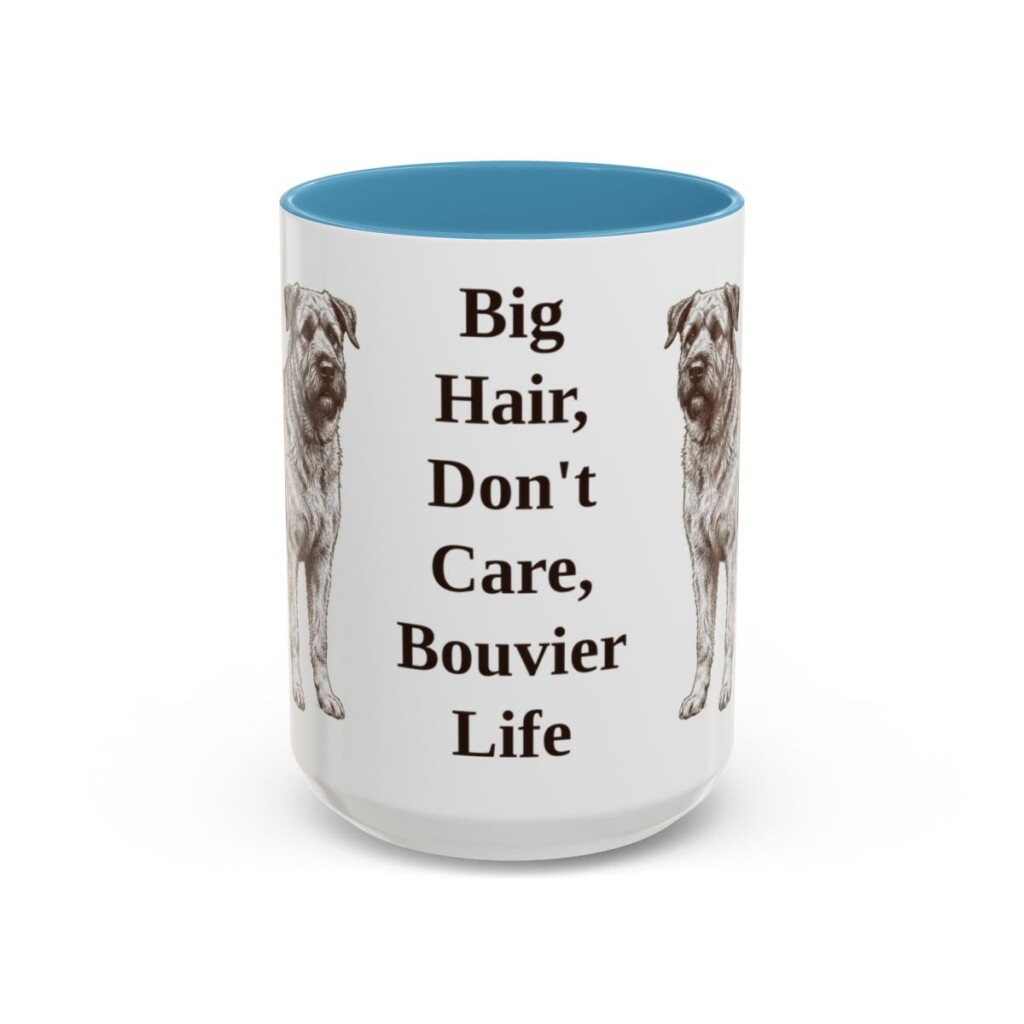 15oz Funny Bouvier des Flandres Mug, Light Blue, front view