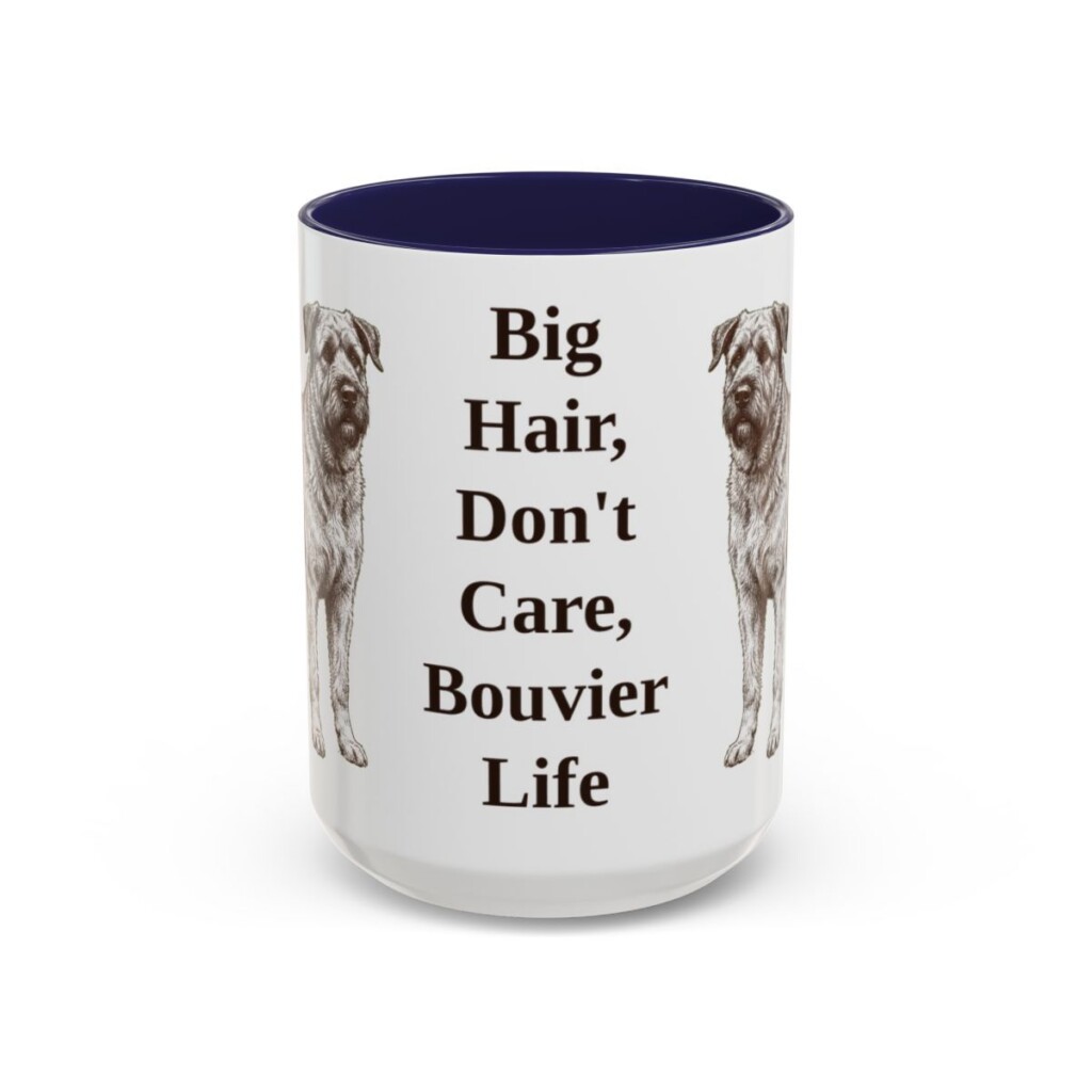 15oz Funny Bouvier des Flandres Mug, Navy, front view