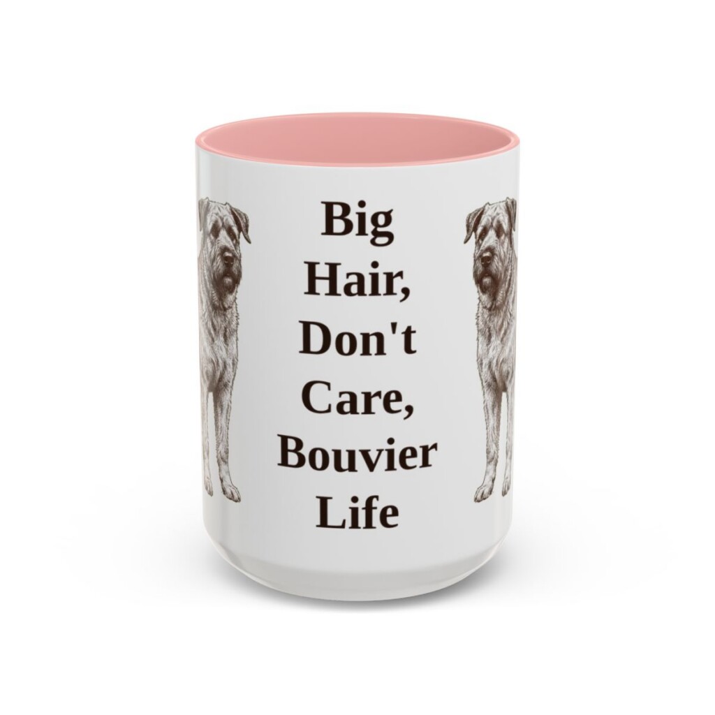 15oz Funny Bouvier des Flandres Mug, Pink, front view