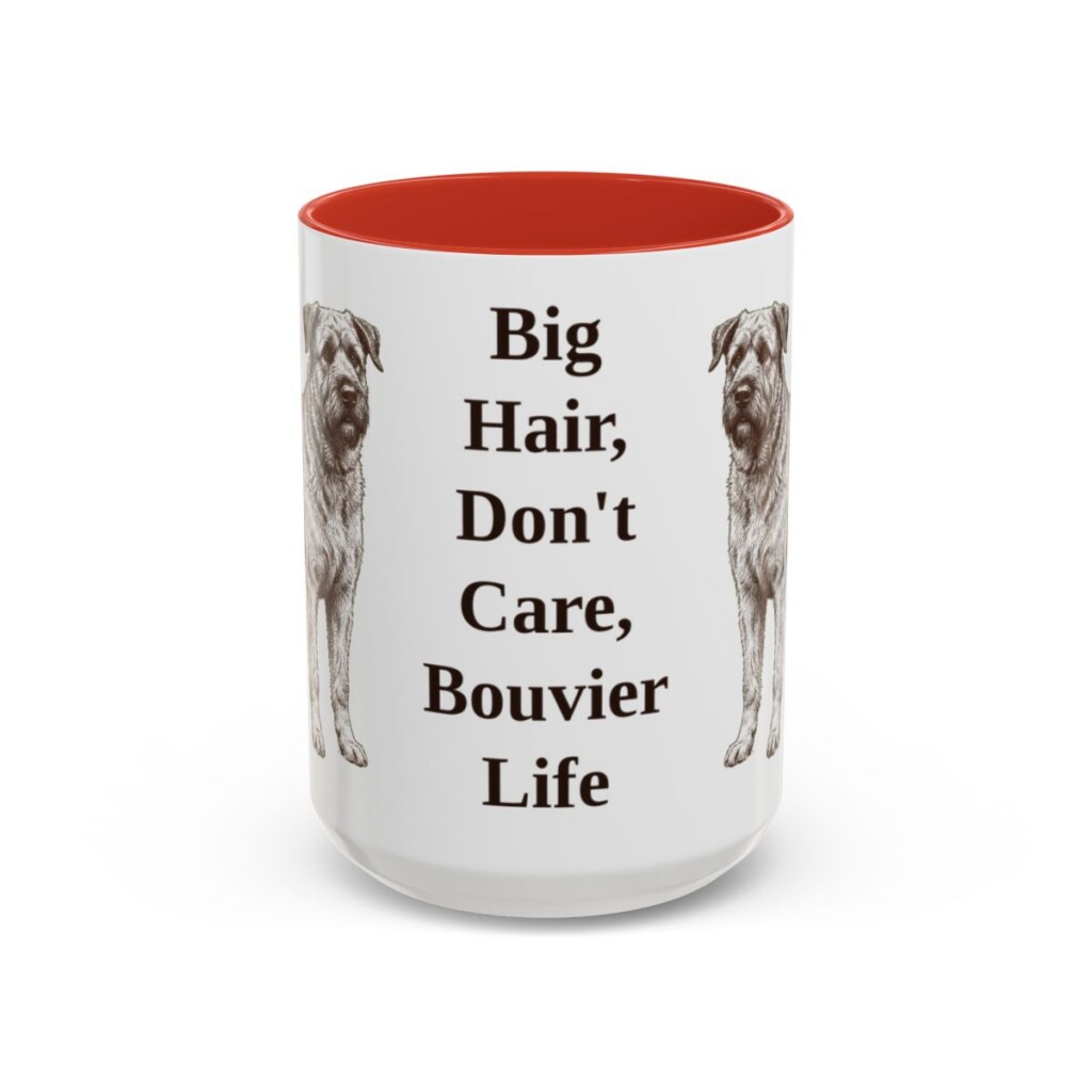 15oz Funny Bouvier des Flandres Mug, Red, front view