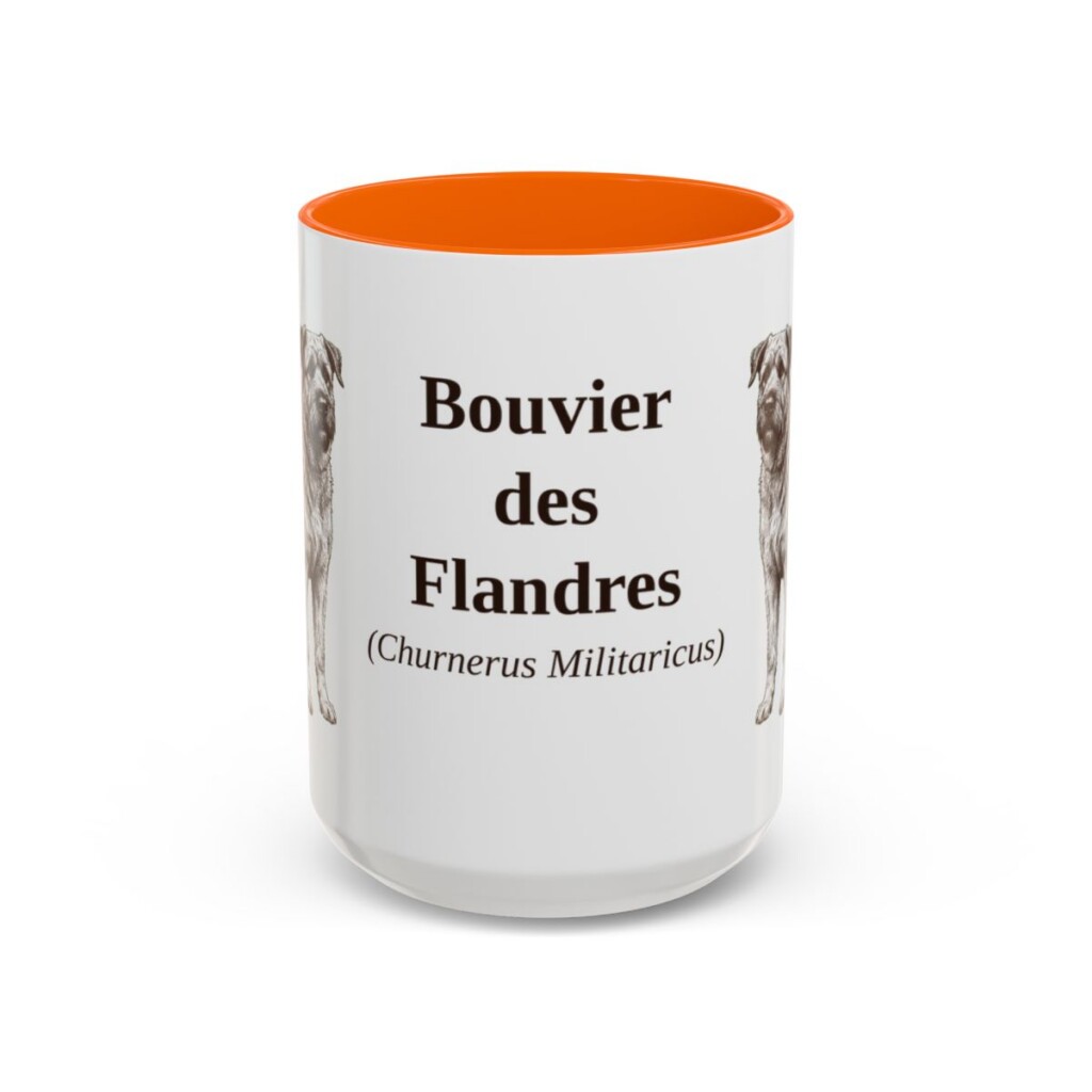 15oz Bouvier des Flandres Latin Mug, Orange, front view