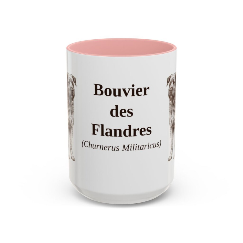 15oz Bouvier des Flandres Latin Mug, Pink, front view