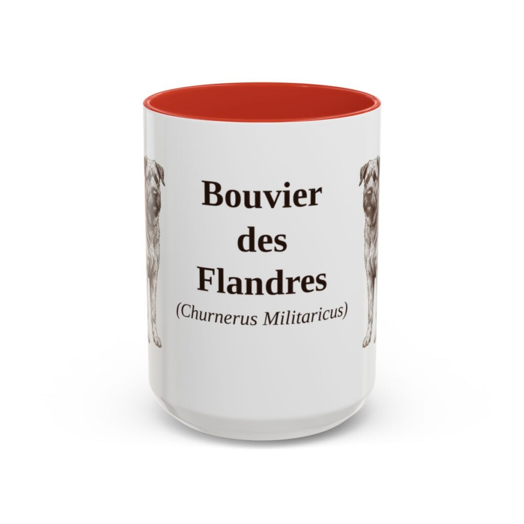 15oz Bouvier des Flandres Latin Mug, Red, front view