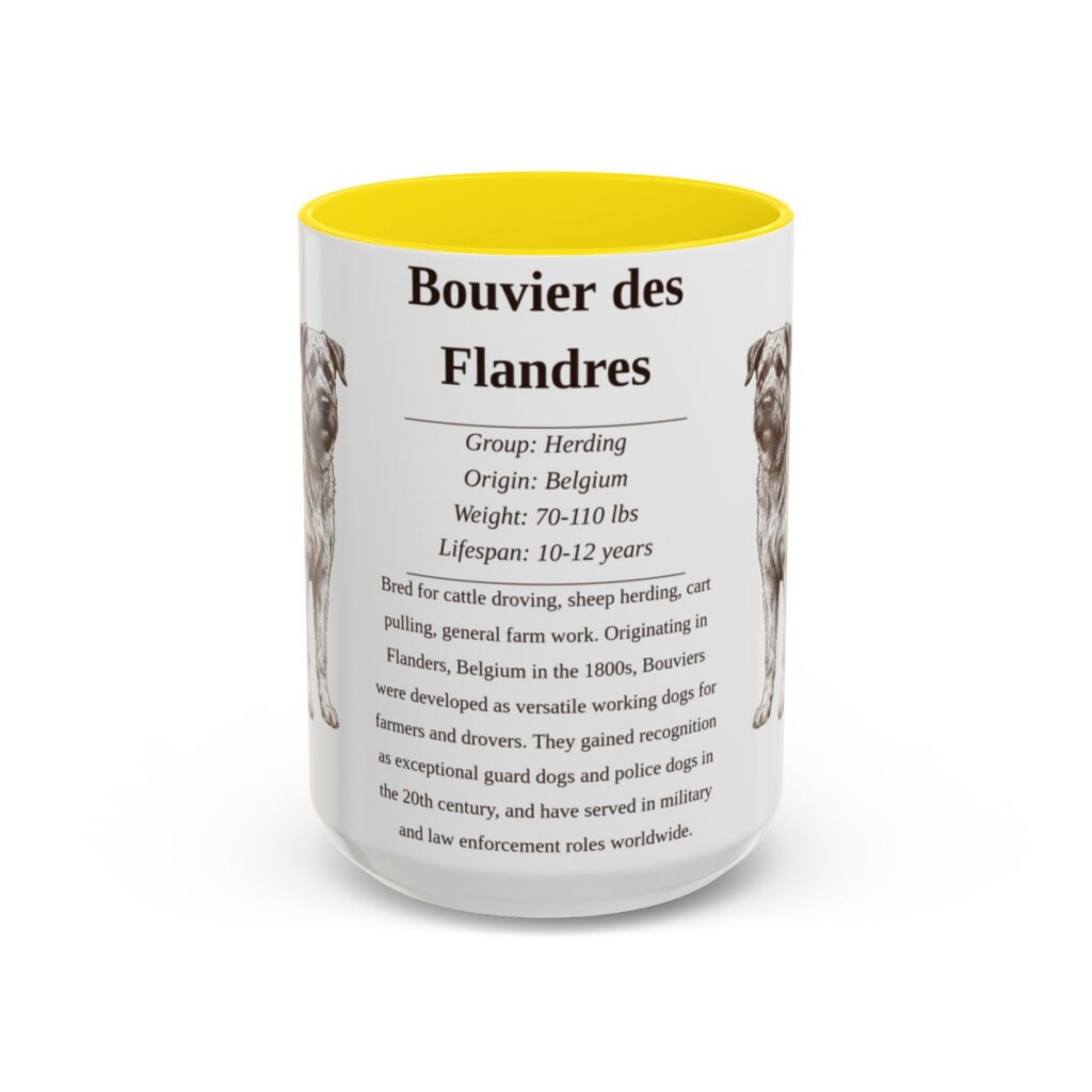 15oz bouvier des flandres mug, Yellow